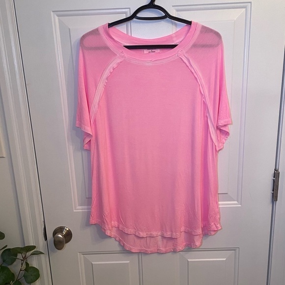 Zenana Outfitters Pink Boxy Short Sleeve Tee - Picture 1 of 4